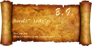Benő Irén névjegykártya
